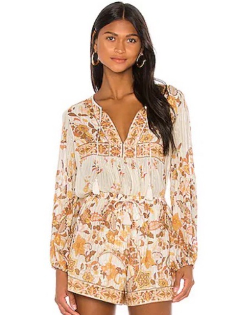 Spell Cream Peasant Blouse with Floral Print